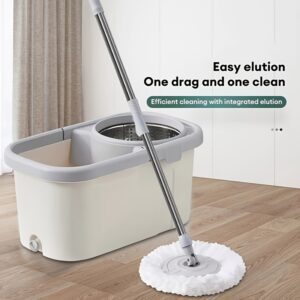 360° Quick-Spin Microfiber Mop: Hands-Free Bucket Set with Wheels & 2 Mop Pads
