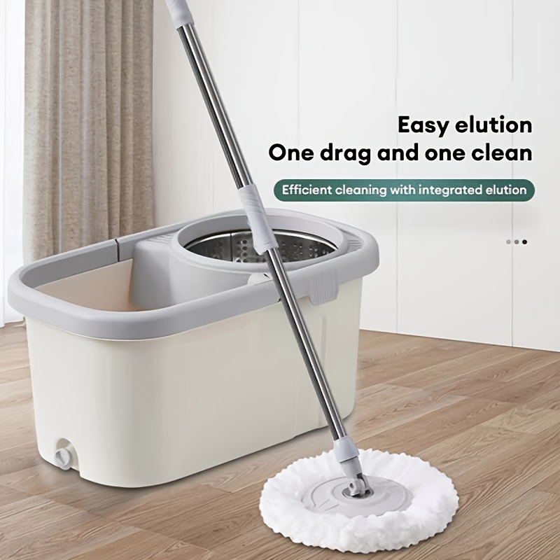360° Quick-Spin Microfiber Mop: Hands-Free Bucket Set with Wheels & 2 Mop Pads