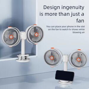 2026 Dual-Head 3-in-1 Circulating Fan: 5-Speed USB Rechargeable Clip & Wall-Mount Fan
