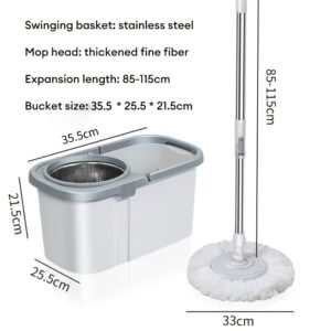 360° Quick-Spin Microfiber Mop: Hands-Free Bucket Set with Wheels & 2 Mop Pads