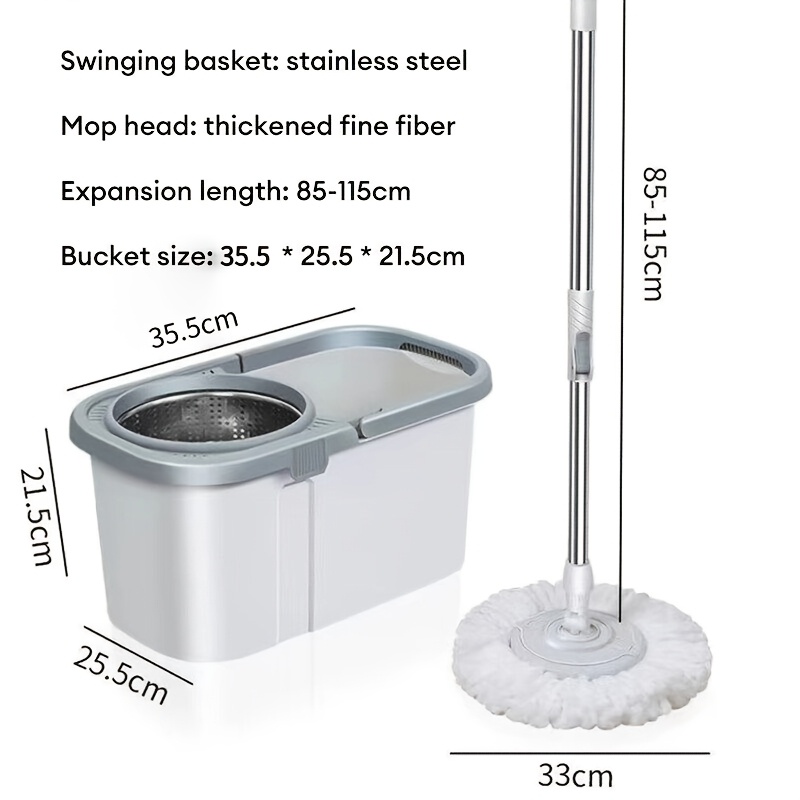 360° Quick-Spin Microfiber Mop: Hands-Free Bucket Set with Wheels & 2 Mop Pads