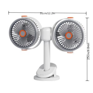 2026 Dual-Head 3-in-1 Circulating Fan: 5-Speed USB Rechargeable Clip & Wall-Mount Fan