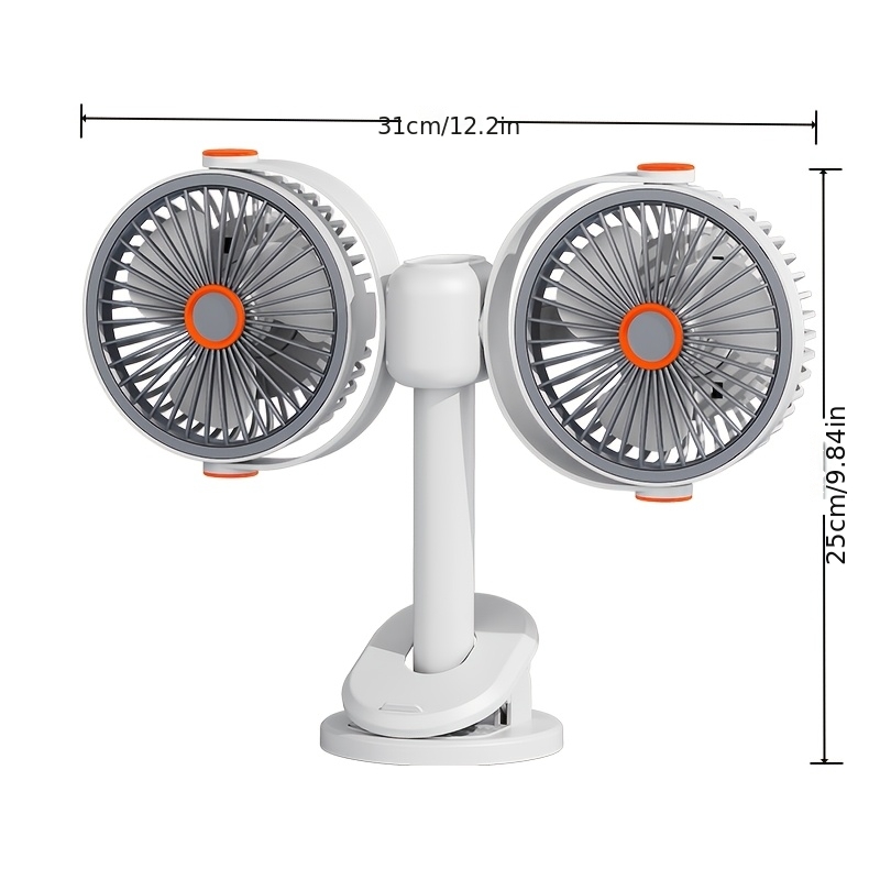 2026 Dual-Head 3-in-1 Circulating Fan: 5-Speed USB Rechargeable Clip & Wall-Mount Fan