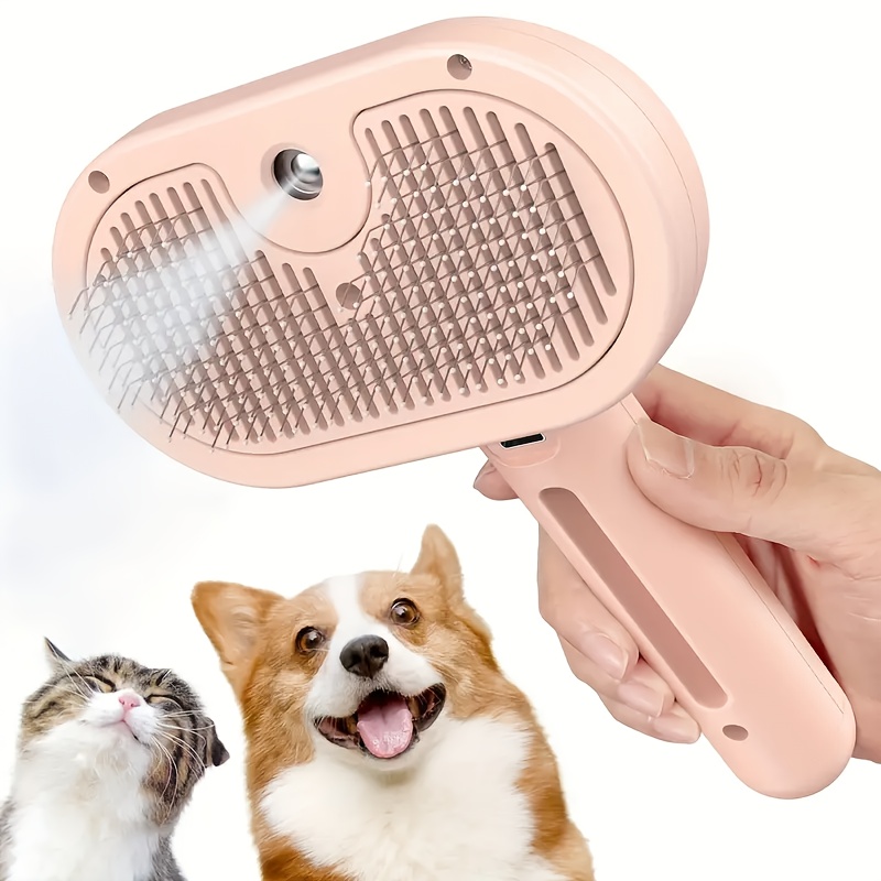 3-in-1 Steamy Pet Brush: Electric Spray Grooming & One-Click Hair Removal for Cats & Dogs