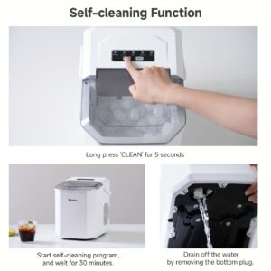 Simplus Ice Maker Household 1.3L Water Tank Compact Design Low Power Automatic Ice Production Self-cleaning Function for Convenience Rapid Ice Production In 7-8 Minutes Compact Size, Multiple Usage Scenarios, Kitchen, Dormitory, Office