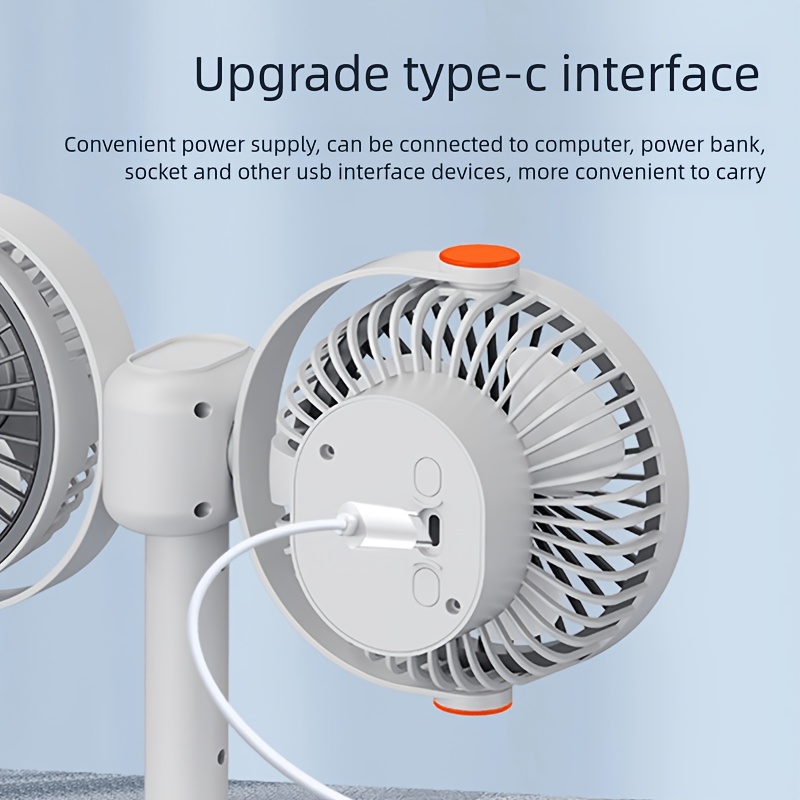 2026 Dual-Head 3-in-1 Circulating Fan: 5-Speed USB Rechargeable Clip & Wall-Mount Fan