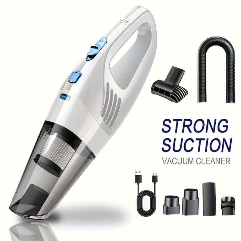 Portable 6000PA Car Vacuum: High-Suction Cordless Cleaner with 5 Pro-Attachments