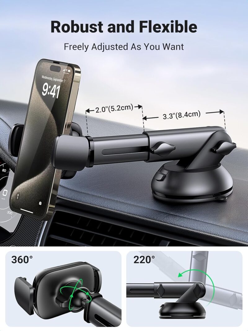 UGREEN Car Phone Holder Mount. Dashboard Windshield Smartphone Cradle. Strong Suction. Compatible with iPhone 16 Pro Max. Galaxy S24 Ultra