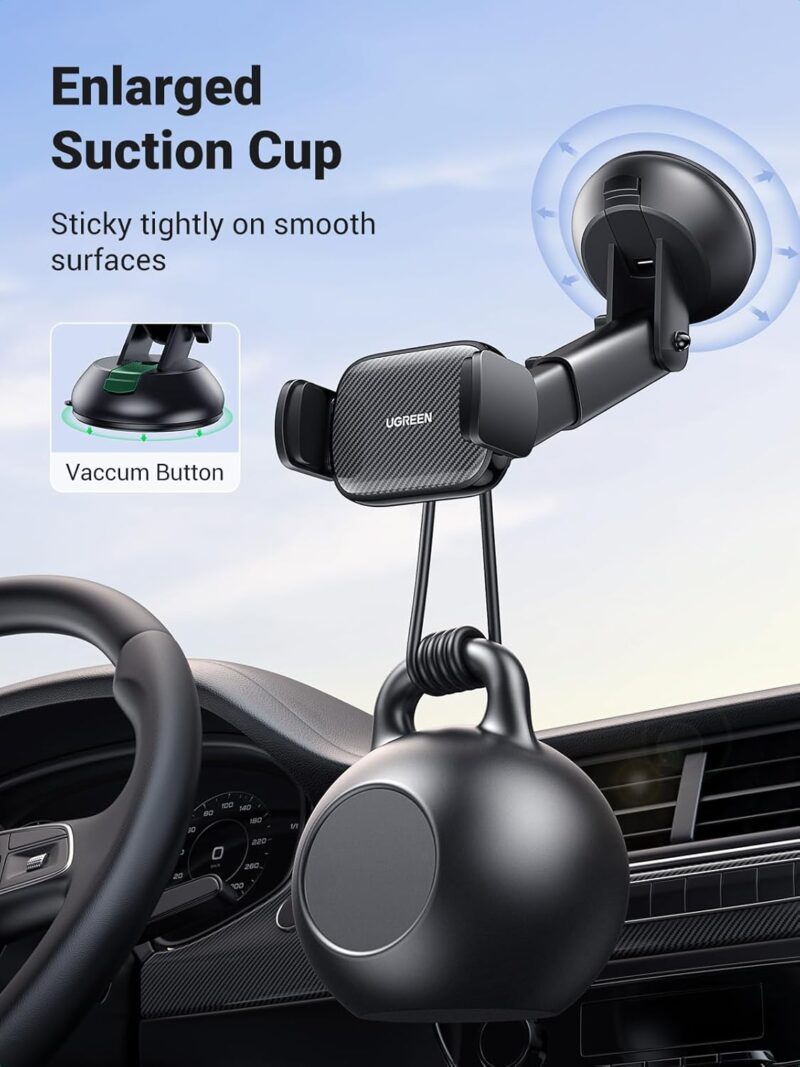 UGREEN Car Phone Holder Mount. Dashboard Windshield Smartphone Cradle. Strong Suction. Compatible with iPhone 16 Pro Max. Galaxy S24 Ultra