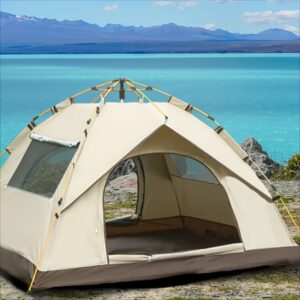 4-Person Automatic Pop-Up Tent: Waterproof Oxford Fabric Family Camping Tent with Mesh Windows