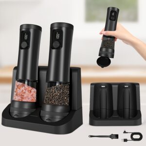 1pcu002F2pcs Automatic Electric Pepper & Salt Grinder – LED Display Stainless Steel Mill, External Coarseness Adjustment
