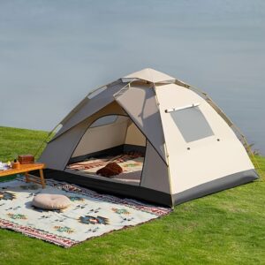 4-Person Automatic Pop-Up Tent: Waterproof Oxford Fabric Family Camping Tent with Mesh Windows