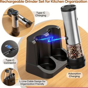 1pcu002F2pcs Automatic Electric Pepper & Salt Grinder – LED Display Stainless Steel Mill, External Coarseness Adjustment