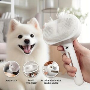 3-in-1 Steamy Pet Brush: Electric Spray Grooming & One-Click Hair Removal for Cats & Dogs