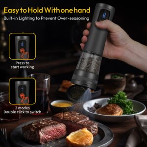 1pcu002F2pcs Automatic Electric Pepper & Salt Grinder – LED Display Stainless Steel Mill, External Coarseness Adjustment