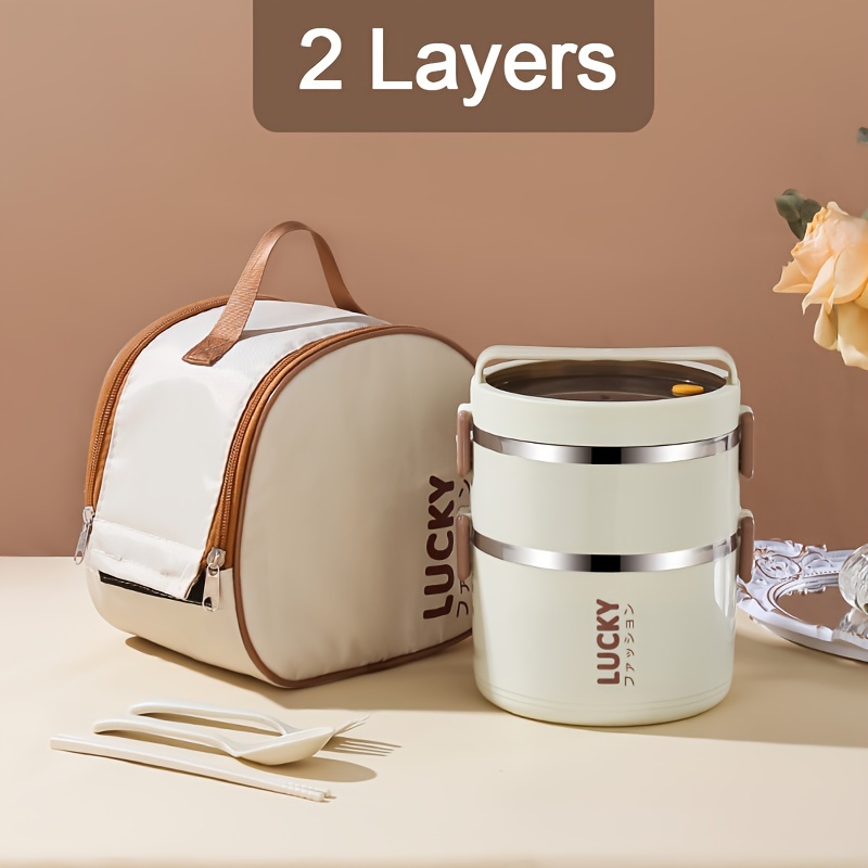 2-Tier Lunch Box Set u002F 3-Tier Lunch Box Set u002F 4-Tier Lunch Box Set - Large Capacity Stainless Steel Lunch Box with Insulated Lunch Bag, Suitable for School, Camping, Workplace - Ideal for Students and Office Workers - A Must-Have for Students