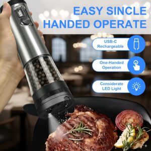 1pcu002F2pcs Automatic Electric Pepper & Salt Grinder – LED Display Stainless Steel Mill, External Coarseness Adjustment