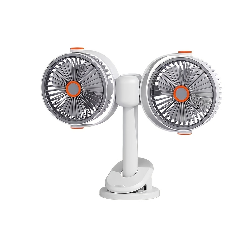 2026 Dual-Head 3-in-1 Circulating Fan: 5-Speed USB Rechargeable Clip & Wall-Mount Fan