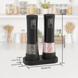 1pcu002F2pcs Automatic Electric Pepper & Salt Grinder – LED Display Stainless Steel Mill, External Coarseness Adjustment